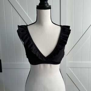 EUC Old Navy Black Ruffle Bikini Top Swim Suit Top Size Small